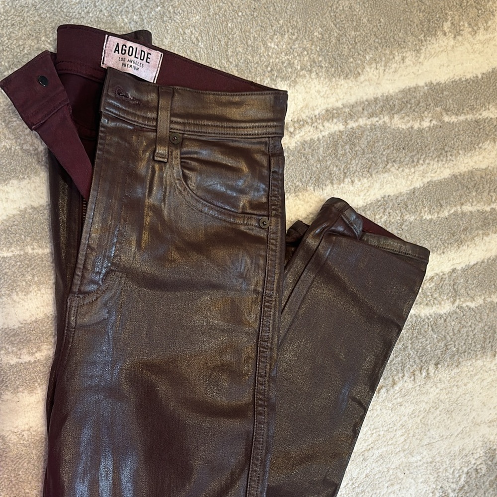 Brown leather agolde jeans